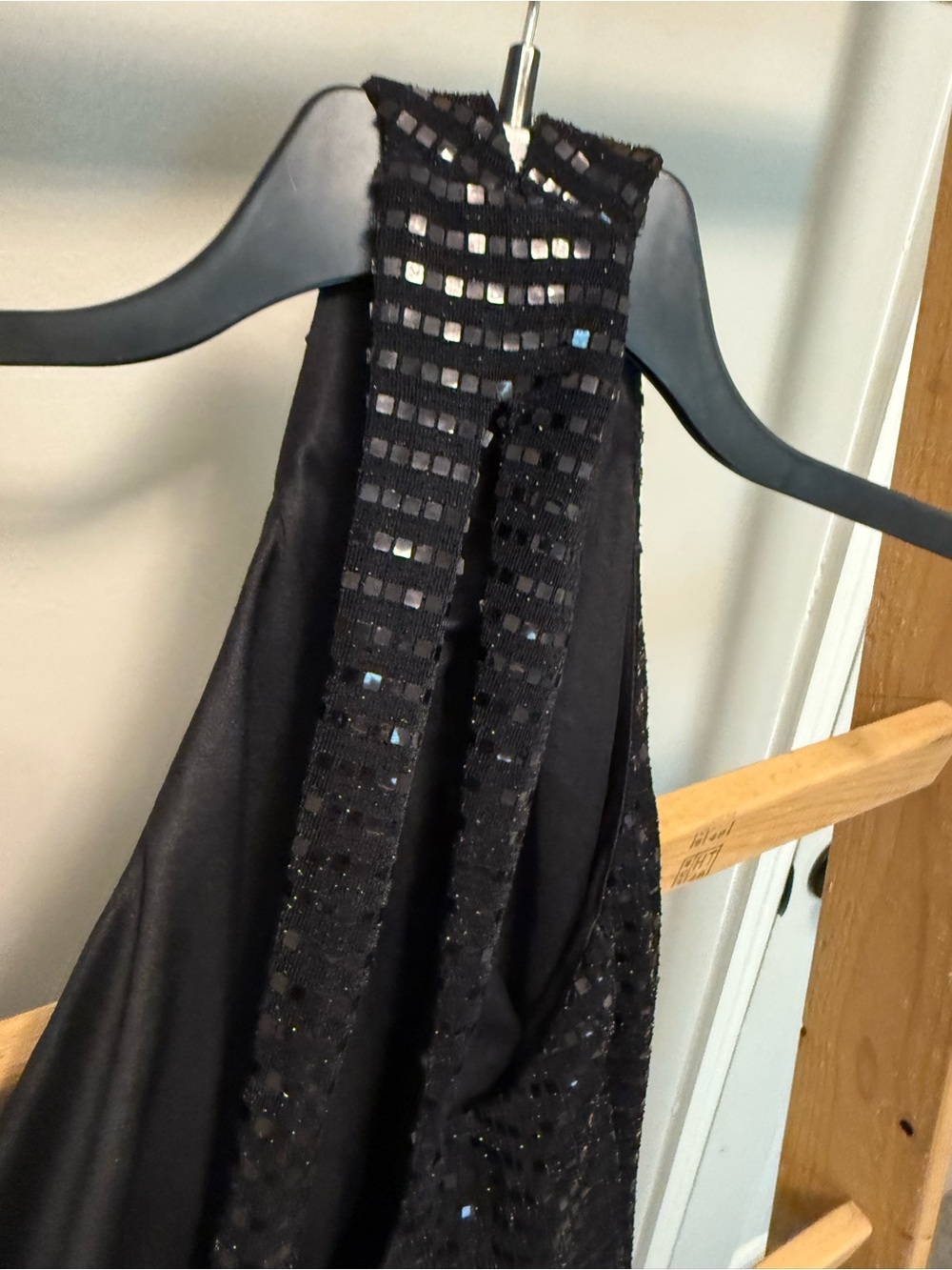 NWT Black Sequin Halter Maxi Skirt with Sleek Shine - Picture 10 of 12